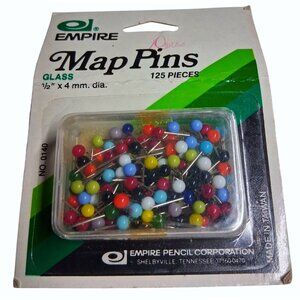 Empire Map Pins Glass 125 Pieces 1/2" X 4 Mm Dia Multicolor Round Heads